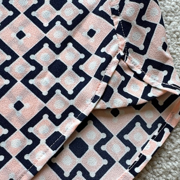 Talbots Pink and  Navy Blue Geometric Button-Down Shirt - Picture 9 of 10
